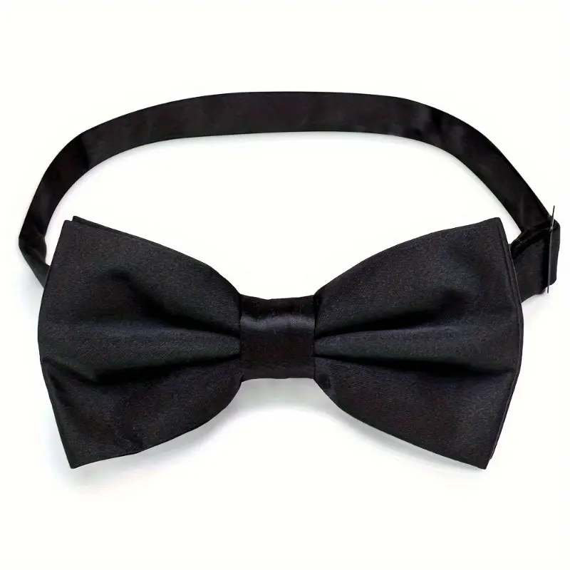 2pcs Formal Tuxedo Black Bow Tie, Solid Bow Design, Adjustable Bow Tie for Suit Uniform, Handmade Bow Ties
