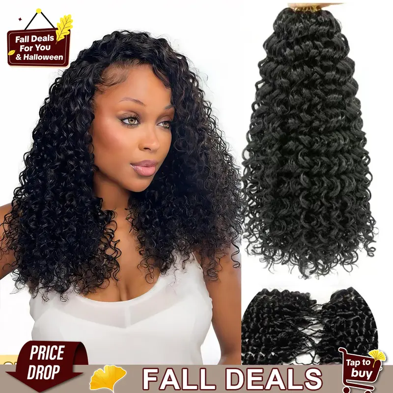 [Fall Deals] BGMgirl Crochet Human Hair Extensions for Miracle Knots Boho Knotless Braids, Pre-Separated 50g/Bundle, Water Wave Burmese Curly Body Wave Afro Curly Kinky Straight, Brown Highlights, Fall Style #sohochic #TikTokShopFallDealsForYou