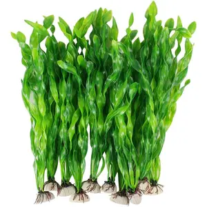 Artificial Seaweed Water Plants for Aquarium, Plastic Fish Tank Plant Decorations 10 PCS (Green)