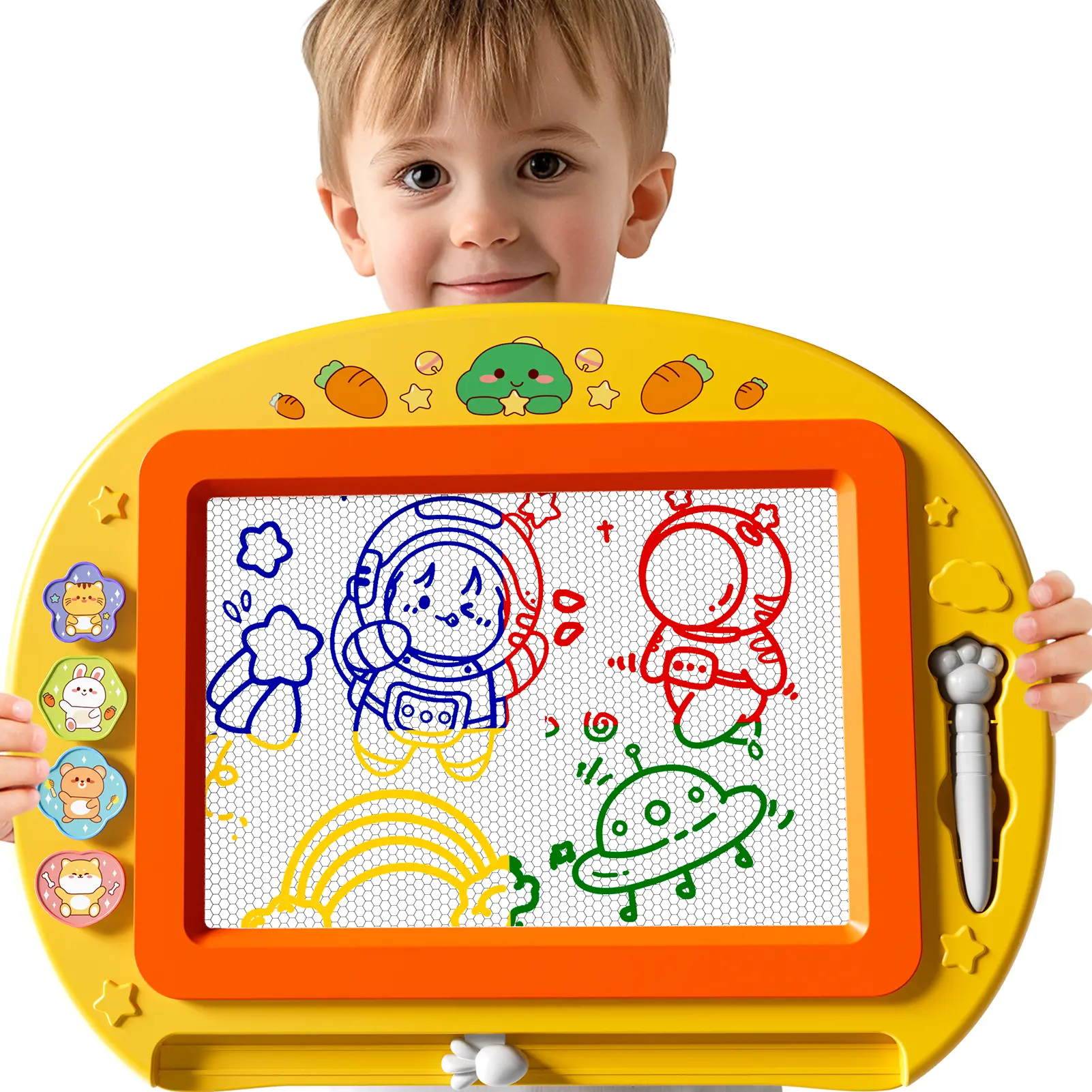 Drawing board toddler toy, sketch/writing/scribble book for 2–3 year old girls and boys, travel game, educational learning children’s toy, birthday gift, erasable magnetic portable drawing/writing board with stamp and pen, early childhood education toy