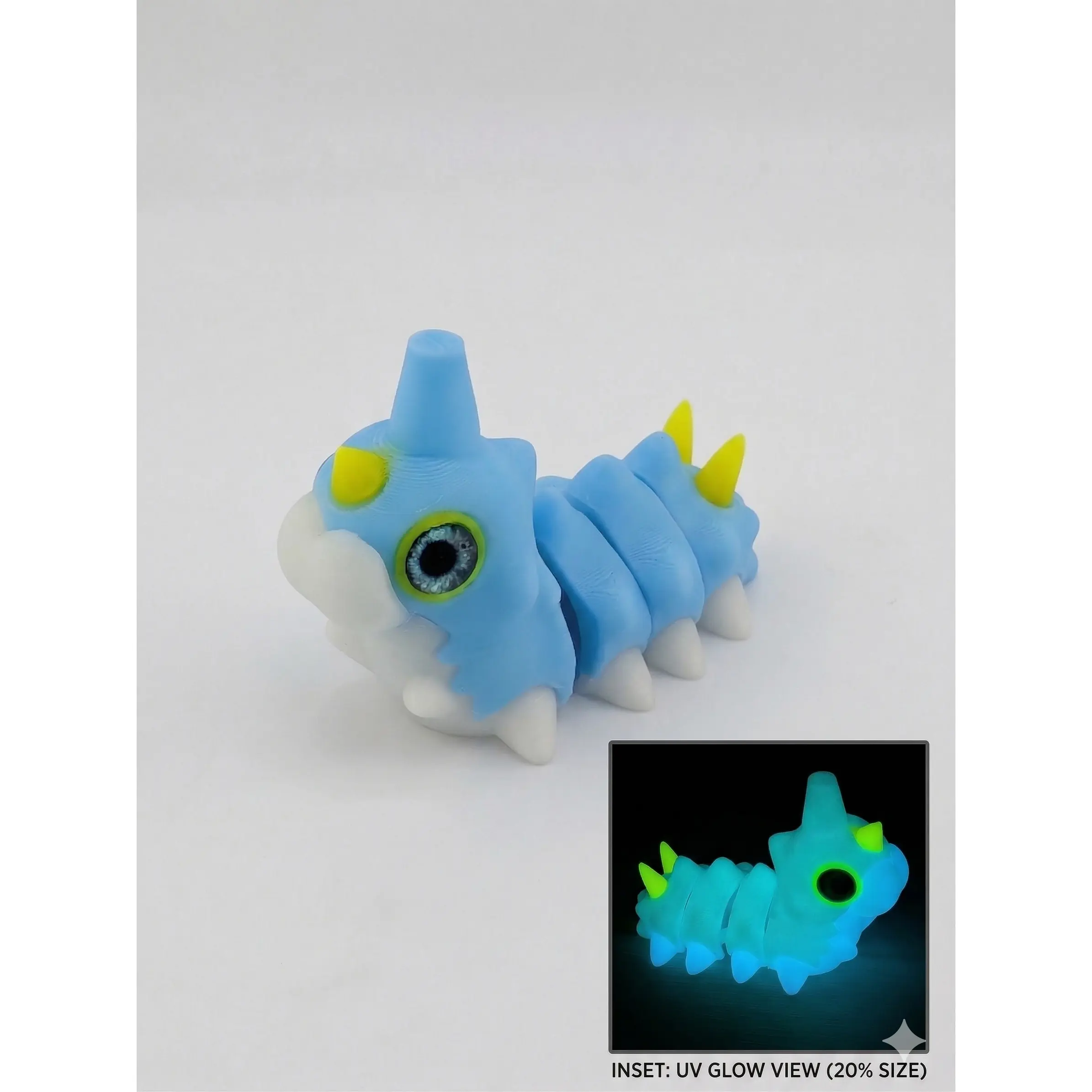 Party Glow Worm Flexi with Glass Eyes Triple-Color UV Magic 2.5" Neon Creature for Maximum Vibes and Long-Lasting Shine