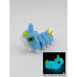 Party Glow Worm Flexi with Glass Eyes Triple-Color UV Magic 2.5" Neon Creature for Maximum Vibes and Long-Lasting Shine