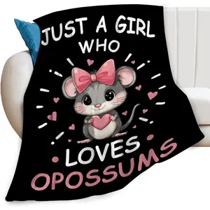 Opossum Print Fleece Plush Throw Blanket, Soft Cozy Warm, 40"x50" Couch Decor, Ideal Gift for Opossum Lovers, Suitable for Sofa