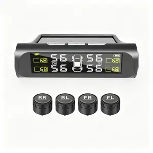 Solar Wireless TPMS Tire Pressure Monitoring System, DIY Real-time Tire Pressure & Temperature Monitor with 4 External Sensors, Solar & USB Dual Charging, Auto Sleep/Wake, IP67 Waterproof, Universal for Car SUV RV
