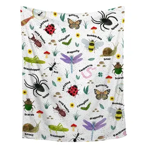 Bugs Insects Blanket  Gift for Boys Girls  Plush Cozy Beetle Decor Blanket for Sofa,Couchs,BedroomAll Seasons  40x50