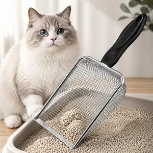 Metal Cat Litter Scoop Non Stick Quick Sifting Heavy Duty Stainless Steel Litter Scooper Deep Shovel Rust Proof Easy Clean for Multi Cat Household Cats Kittens