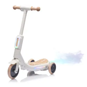 2in1 Kids Ride On Three-Wheel Balance Electric Scooter,Toy for kids,Tail Color Lights W/Spray,Wider Pedal,PU Wheels For Effective Floor Protection,Independent Light Switch With Music,For Kids 3-6