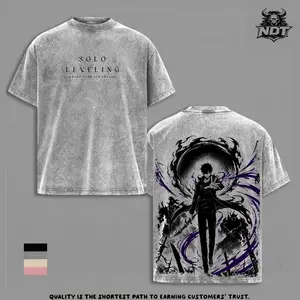 Sung Jin-Woo Oversized Anime T-Shirt, Solo Leveling Streetwear Tee, Jin-Woo Graphic Washed Cotton Shirt, Shadow Monarch Dark Aesthetic Outfit, Unisex Casual Drip, Gift For Anime Fans