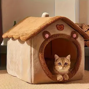 High-Quality Cat Bed House, Bed Built Kennel, Detachable Washable Soft Cave Nest, Winter Warm Shelter for Cats and Small Dogs, 1 Piece