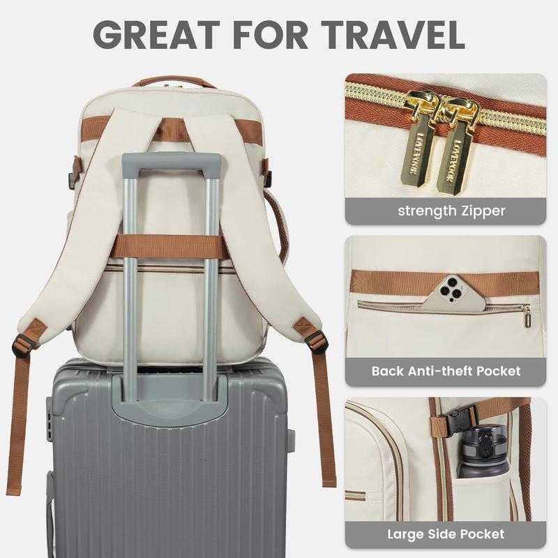 【Valentine's Day Gift】LOVEVOOK Colorblock Carry-On Travel Backpack with 3 Packing Cubes and Laptop Compartment - Personal Item,TSA-Friendly, Airline Approved Travel Bag for Hiking, Weekend,Gift for Valentine's Day,  TikTokShopJumpstartSale