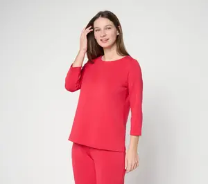 Belle by Kim Gravel ScubaLuxe Boatneck 3/4 Sleeve Top