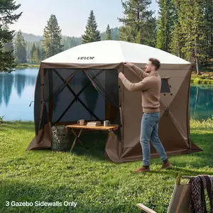 VEVOR Canopy Sidewalls, 5.67 x 4.85 ft, Canopy Tent Walls with Waterproof and Sunlight Protection Layer, One-Sided Window Design, Fit for Outdoor Event Tents, Vendor Booths (3 Sidewalls Only, Brown)