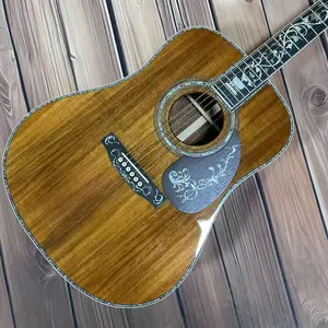 Dark Brown All Koa Acoustic Guitar, Ebony Fingerboard, Vase Design, 20 Frets, Bone Nut, Rich Warm Tone, Durable Construction, Perfect for Blues, Jazz and Country Music