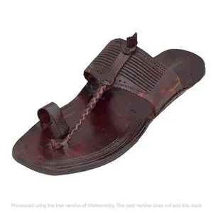 Mens Leather Kolhapuri Sandals: Handmade Indian T-Strap Jesus Shoes