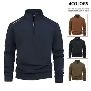 Men? Warm stand-collar fleece sweatshirt with 1/4 zip, slim-fit casual sports long-sleeve top, plus sizes up to 7XL (fits 60–150 kg), men’s Outerwear for Everyday Wear in Spring and Autumn
