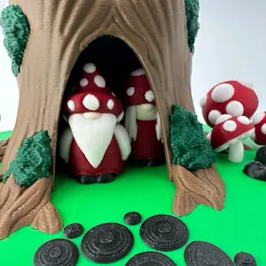 3D Printed Gnome Diorama & Figurine Sets, Woods-Themed Home Decor Ornaments with Ice Cream and Mushroom Options for Home Supplies, Statues & Figurines