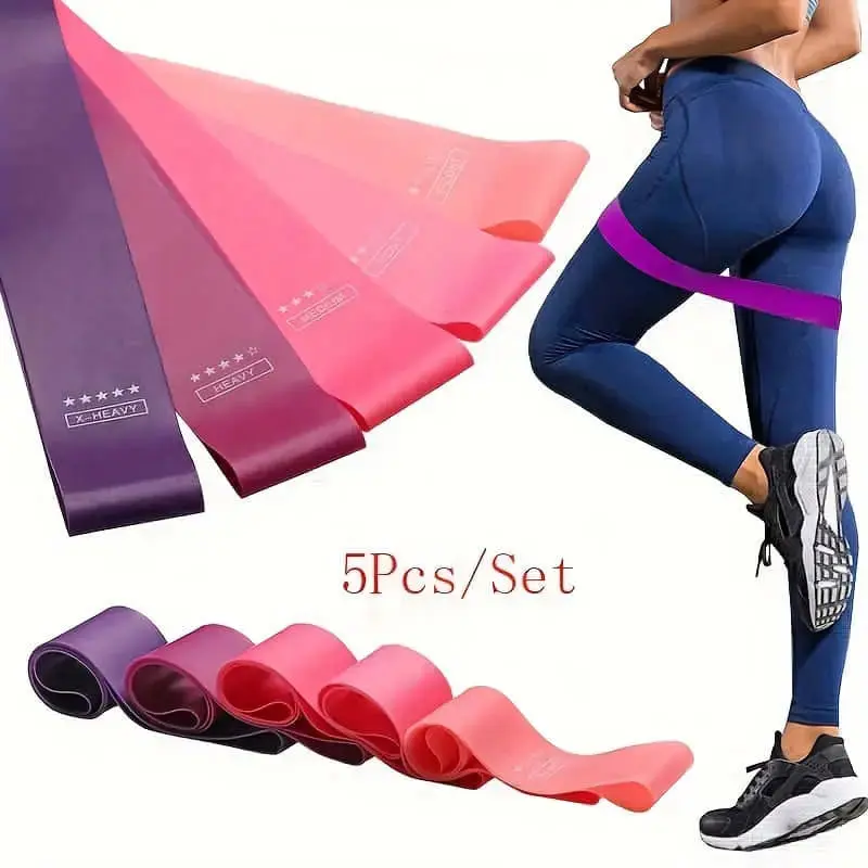 5-Piece Stackable Resistance Bands Set - Adjustable TPE Home Workout Equipment for Muscle Training - Mixed Colors, Adjustable Elastic Band, Stackable Band