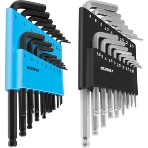 36-Piece Hex Key Allen Wrench Set with Ball End - SAE/Metric Sizes and 2 Storage Cases (Blue/Black) 53  pcstoolset Durable Chrome Vanadium Steel