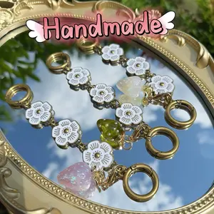 Brass Tea Rose strawberry  Metal extender Bag Chain with Keychain Novelty Bag Strap heart shaped