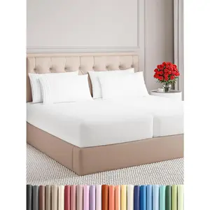 Split King 7 Sheet -  Cooling - Ultra-/ 8-16 Inch Deep Pockets - 1 Flat  2 Sheet  4 Pillowcases - Wrinkle Free  Easy Care - White