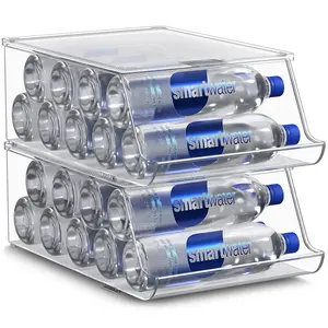 Sorbus Water Bottle Organizer Set of 2 and Set of 4 Lightweight Slide Multicolor for Refrigerator with Stackable Can and Bottle Holder Drink Dispenser