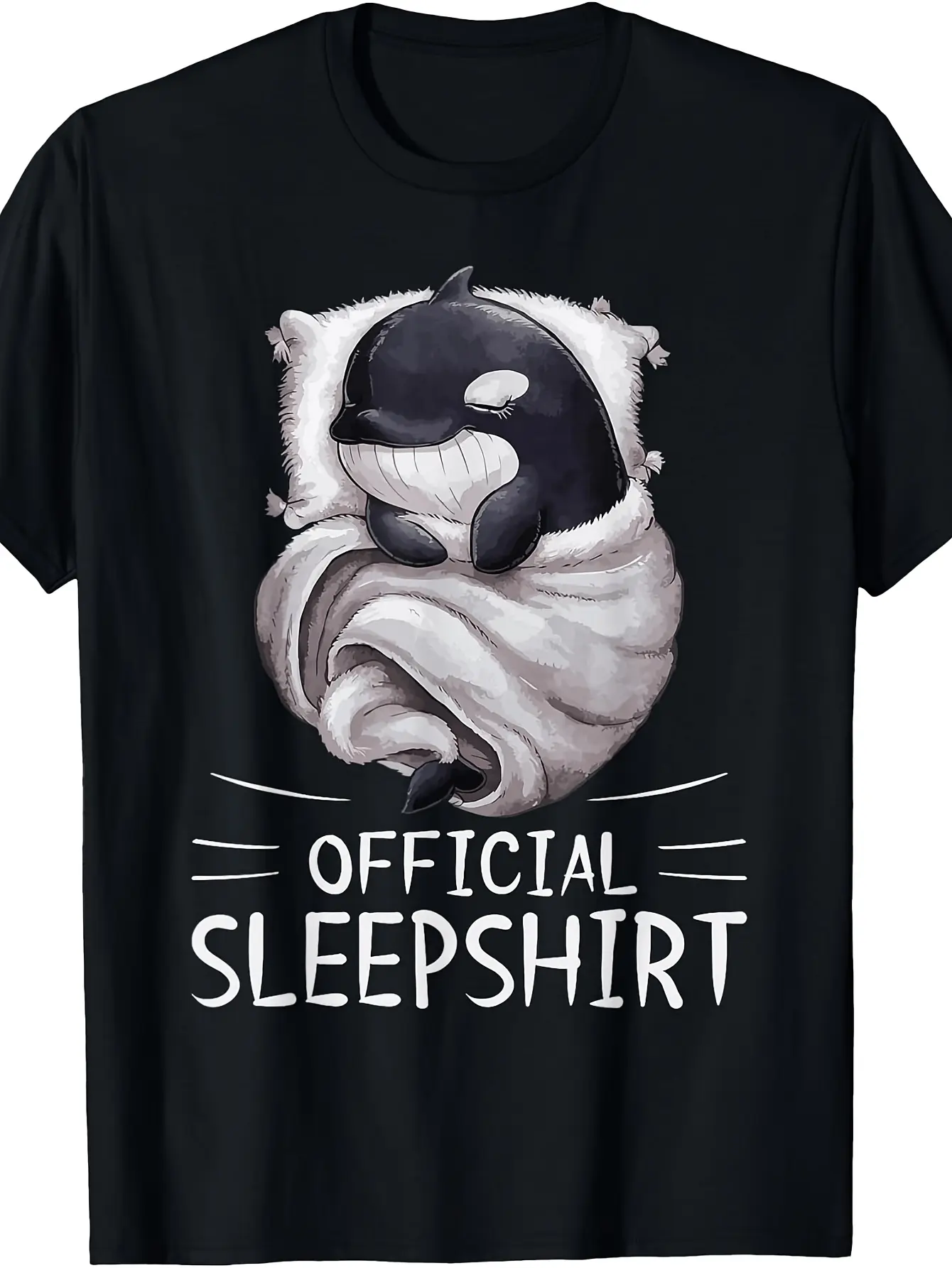 Orca Whale Animal Official Sleepshirt Pajamas Nigh unisex soft cotton short sleeve t shirt, vintage graphic casual tee for men women teens, perfect birthday holiday gift for camping travel gym daily street casual wear