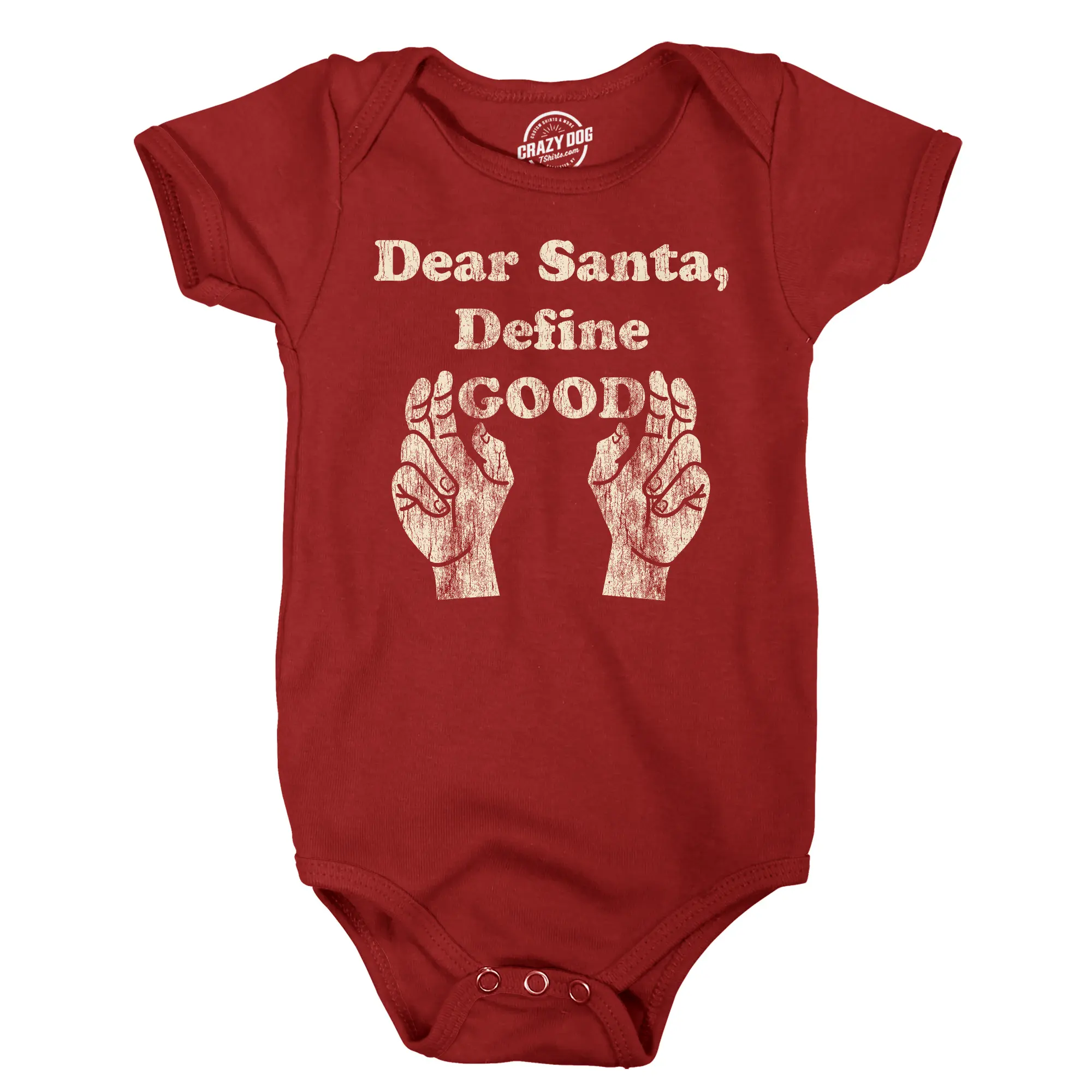 Dear Santa Define Good Baby Bodysuit Funny Sarcastic Christmas Graphic Novelty Jumper For Infants Funny Baby Onesies Christmas Clothes for Baby Novelty Onesie Red -