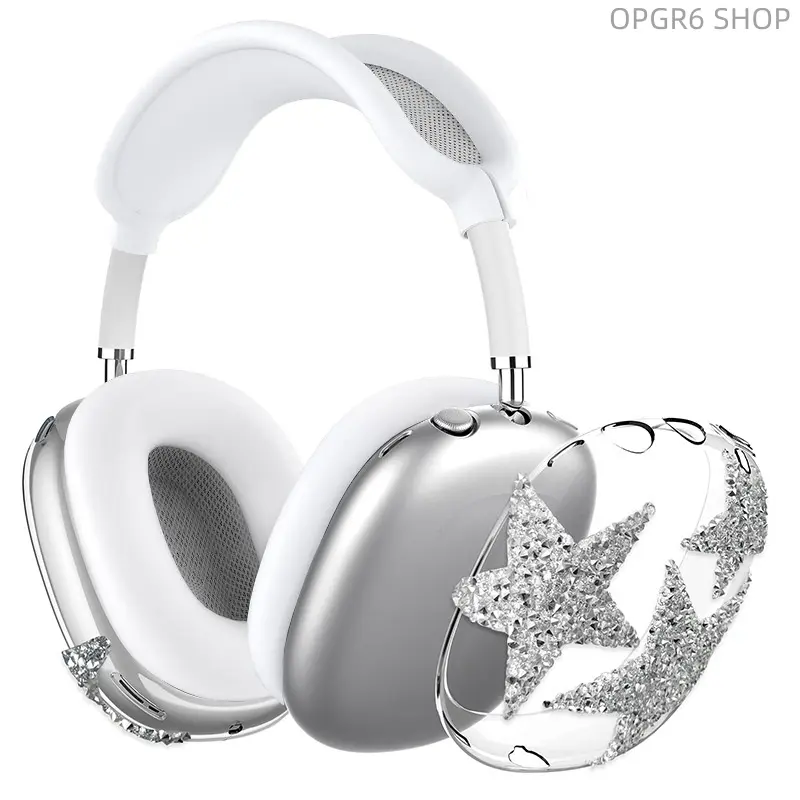 Clear Shiny Diamond Star Shell Fit AirPods Max, Shockproof Full Wrap APM Bluetooth Headset Protector Case
