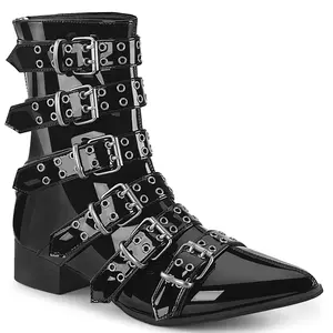 Demonia Men's Warlock-70 Black Patent Ankle Boots