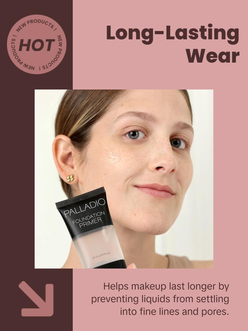 Palladio Foundation Primer, Lightweight and Velvety Primer with Aloe Vera and Chamomile, Wear Alone or As Foundation Base, Minimizes Fine Lines and Pores, Helps Makeup Last Longer, 0.674 oz