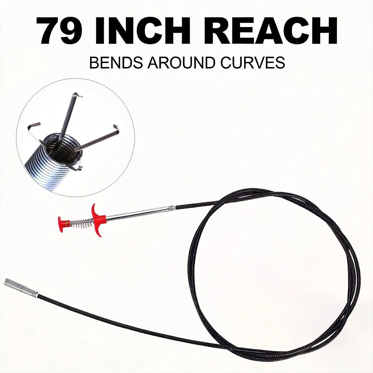 Kitchen Drain Unclogging Tool 79 Inch, Flexible 4 Prong Claw, Spring Steel Grabber for Food Waste & Hair