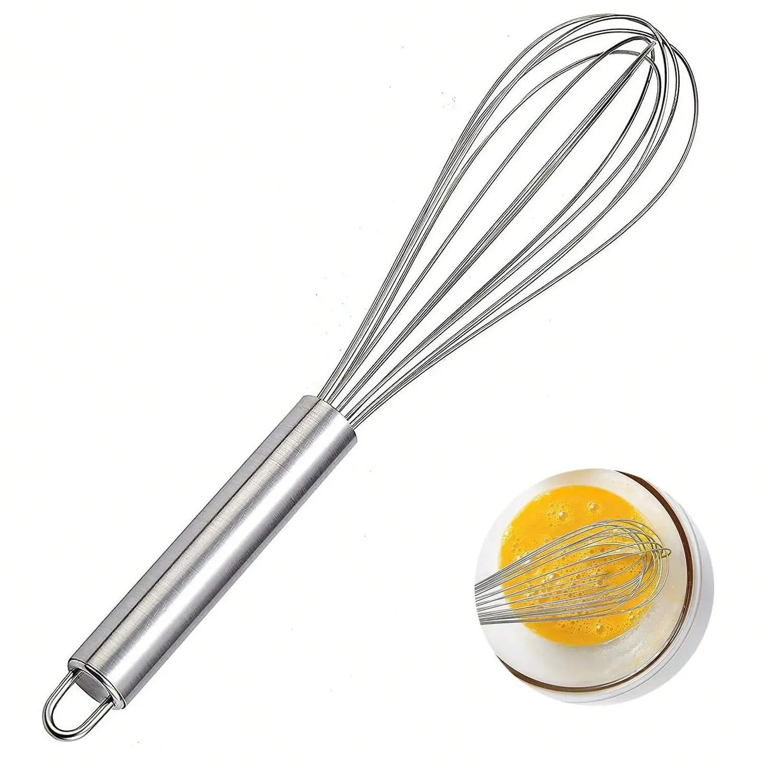 Cooking Egg Beater Set, Non-Stick Pan Compatible Metal Whisk Tool, Balloon Shape Mixer for Stirring, Beating, Foaming, Easy Clean, Utensils, Baking Tools