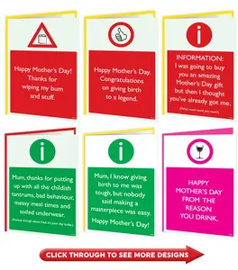 Funny Mother's Mothers Day Card Mum Mummy Amusing Cheeky Novelty Comedy Mam Joke