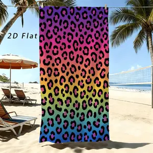 1pc Rainbow Leopard Print Beach Towel, Perfect for Beach Vacation, Poolside Relaxation, Surfing, Outdoor Picnic, Travel, Hot Spring Bath