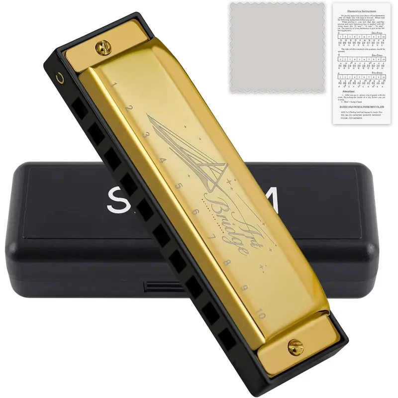 Harmonicas for Adults Beginner,C Key Blues Harmonicas for Professional Musicians, Students,Harmonica 10 Holes 20 ,Diatonic Harmonica with Case,As a (, 10 holes blues primary)