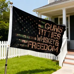 American Flag Pattern Garden Single-Sided Flag 3X5 Ft,We The People Retro American Flag Polyester Single-Sided Mirror Printing Outdoor House Patriotic Banner Decorate