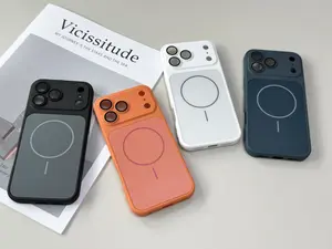 【Corning Glass Case】2-in-1 Premium Design – Crystal Clear, Anti-Yellow, Durable & Stylish for iPhone Samsung MagSafe Compatible Stripe Slim Phone