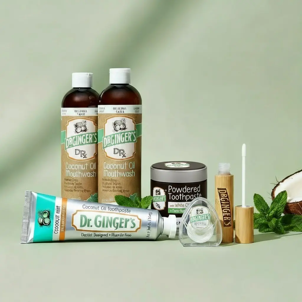 Dr Ginger's DRX Super Teeth Whitening Bundle with Organic Coconut Oil Gentle Formula Organic Gel Oral Kit for Brighter Whiter Smile