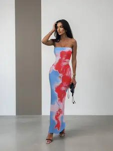 Women Random Printing Bandeau Mini Dress Fall Cloth For Women