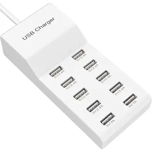 USB Charging Stations 50w10A 10 Ports Multiple Charging Block/Power USB Strip for iPhone Android Smartphone Tablet Smart Watch AirPods Samsung and Multiple Charger Plug-