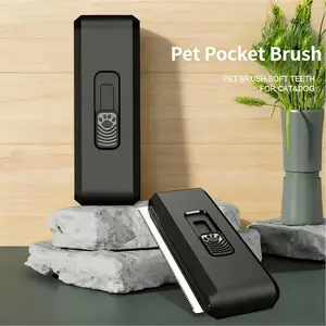 Retractable pet grooming comb with dense metal teeth, one‑click self‑cleaning deshedding brush; cute & portable for home & travel use, gentle removing loose fur for long/short haired dogs and cats, ideal for daily grooming & trimming.
