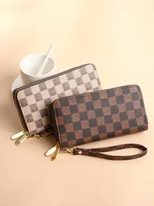 2026 New Women's Long Wallet Fashion Printed Double Zipper Large Capacity Mobile Phone Bag Clutch