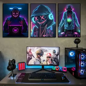 Cool Sci-Fi Style Wall Art Prints, Set of 3 Framed Posters for Office & Gaming Room Decor, Bedroom Modern Home Decoration