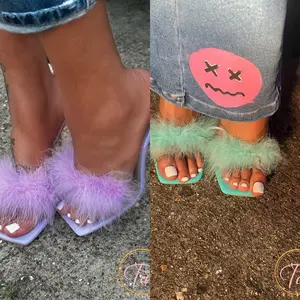 Backless Faux Fur Heels Backless Faux Fur Heels