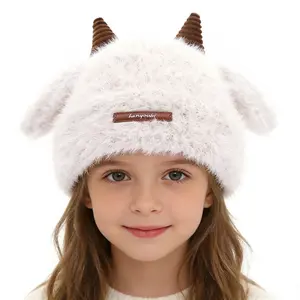 Baby Hat Winter Cute Little Sheep Horn Hat Boys and Girls Ear Protection Hat Toddler Warm Plush Hat Knitted Wool Hat Christmas Hat lamb  hat