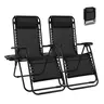 Sweetcrispy 2-Pack Ergonomic Armless Zero Gravity Lightweight Foldable Lounge Chairs - Metal & Nylon, Abrasion-Resistant Fabric, Waterproof, Cup-Holder Ease Trays, Adjustable Pillow, Outdoor Furniture for Pool, Garden, Wipes Clean Fast