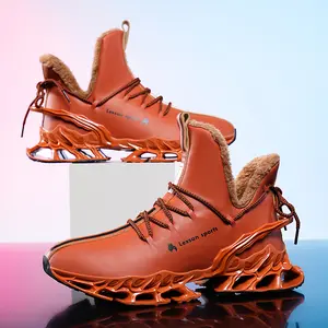 HOT 2026 Men's Leather Cotton Boots Snow Boots Fashion Running Shoes with Cotton for Warmth Windproof Anti-Slip Waterproof Technological Sole Brown Western Botas