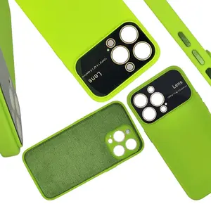 Silicon Case for iPhone 11 12 13 14 15 Pro Max Shockproof Green Protective Cover with Camera Lens Protection