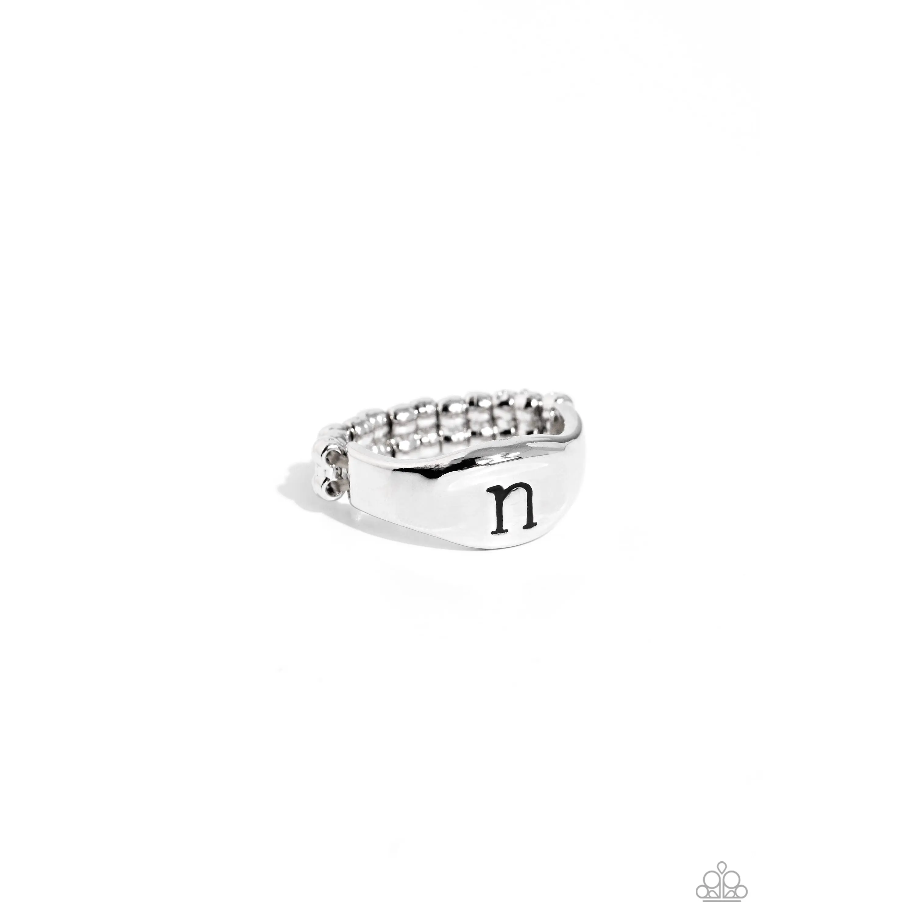 Monogram Memento - Silver - N - Initial Letter Alphabet Ring - Paparazzi
