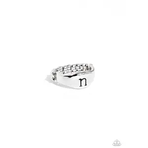 Monogram Memento - Silver - N - Initial Letter Alphabet Ring - Paparazzi